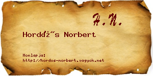 Hordós Norbert névjegykártya